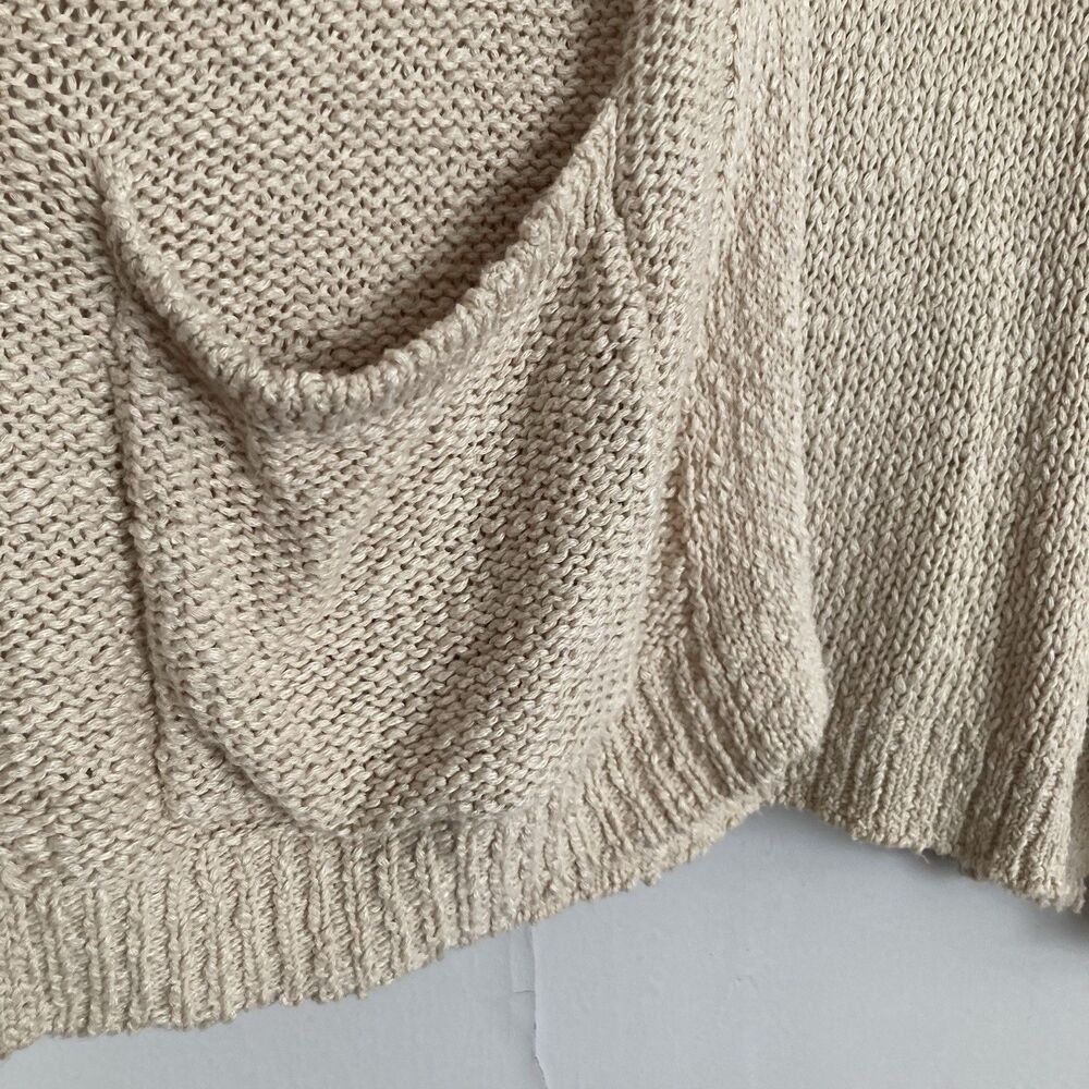 Aerie Open Knit Cardigan XL Cotton Blend Beige Boho Hippie Beach - Picture 3 of 9